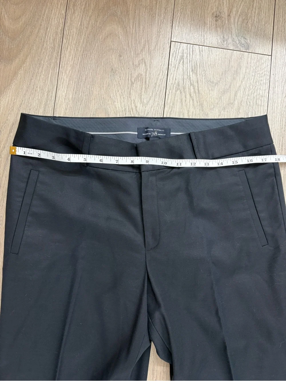 Banana Republic 718 Martin Fit Black Stretch Dress Pants 12L Cuffed - Picture 6 of 10
